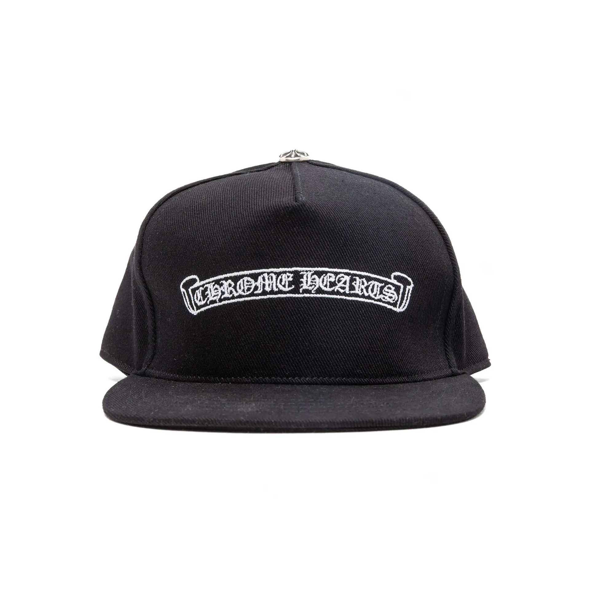 Chrome Hearts Embroidered Scroll Logo Baseball Hat Black White