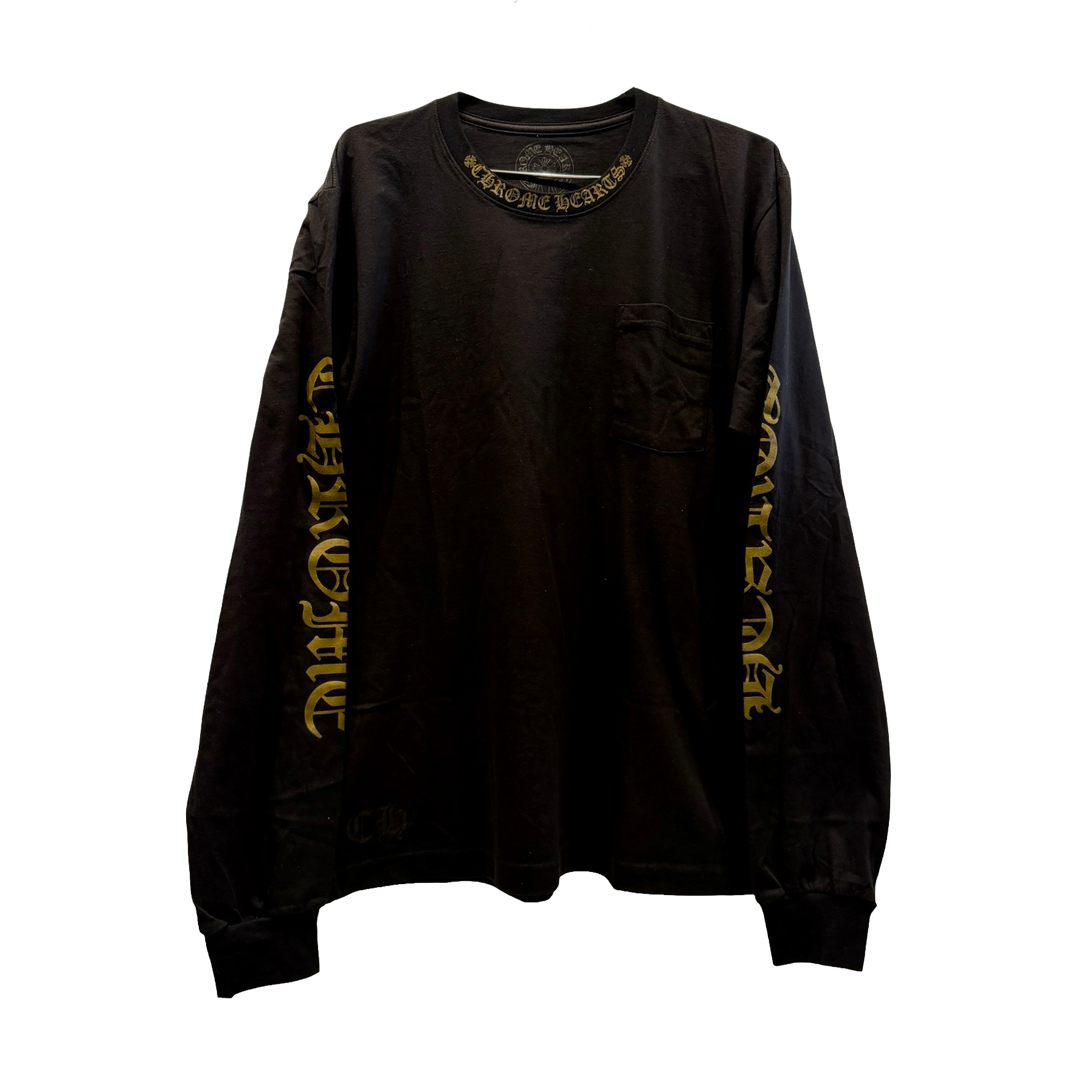 Chrome Hearts Neck Logo Long Sleeve Pocket T-Shirt Black Army Green