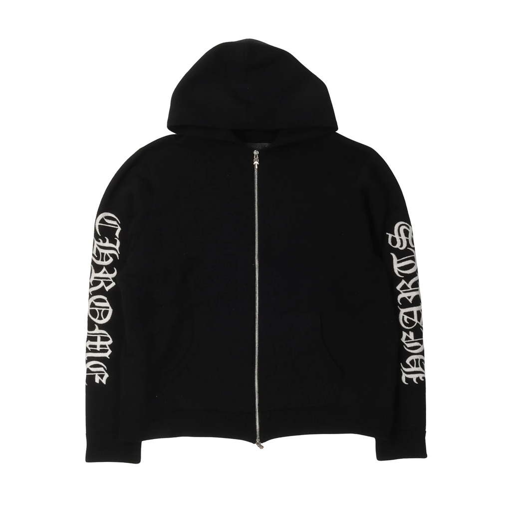 Chrome Hearts Cashmere Script Zip Up Hoodie Black