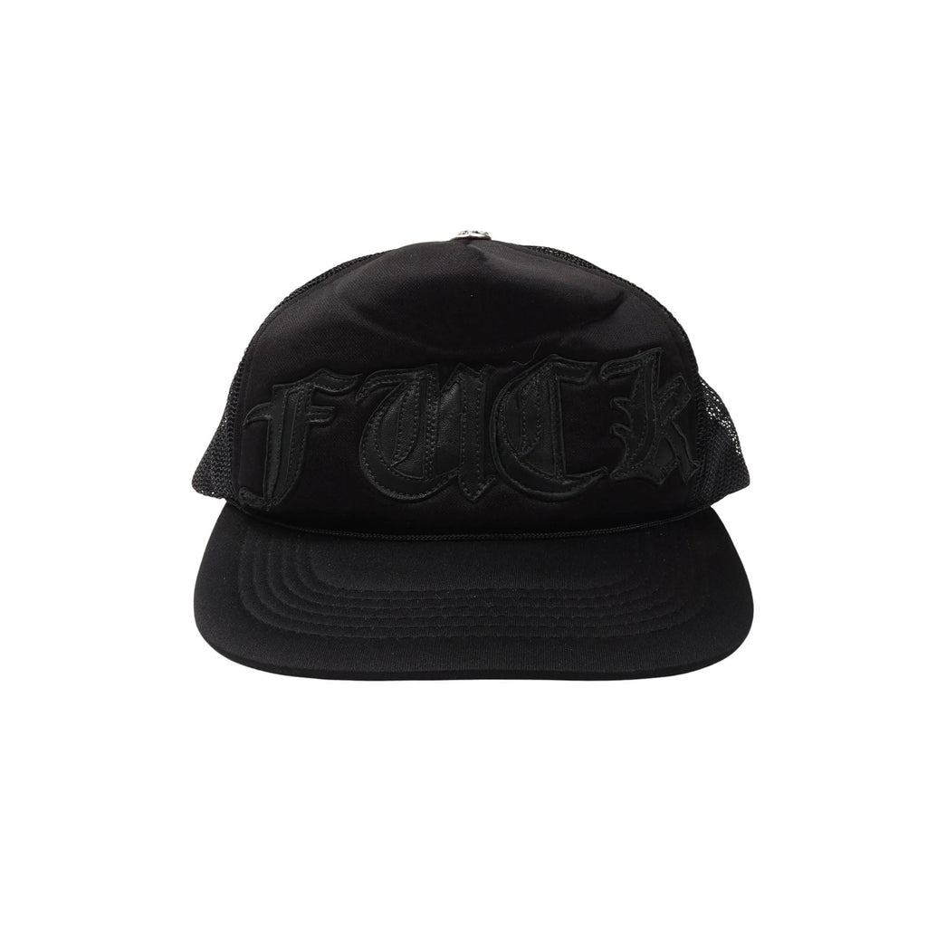 Chrome Hearts FUCK Leather Trucker Black/Black