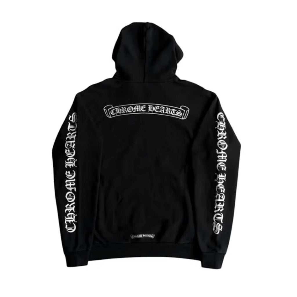 Chrome Hearts Scroll Logo Hoodie Black/White