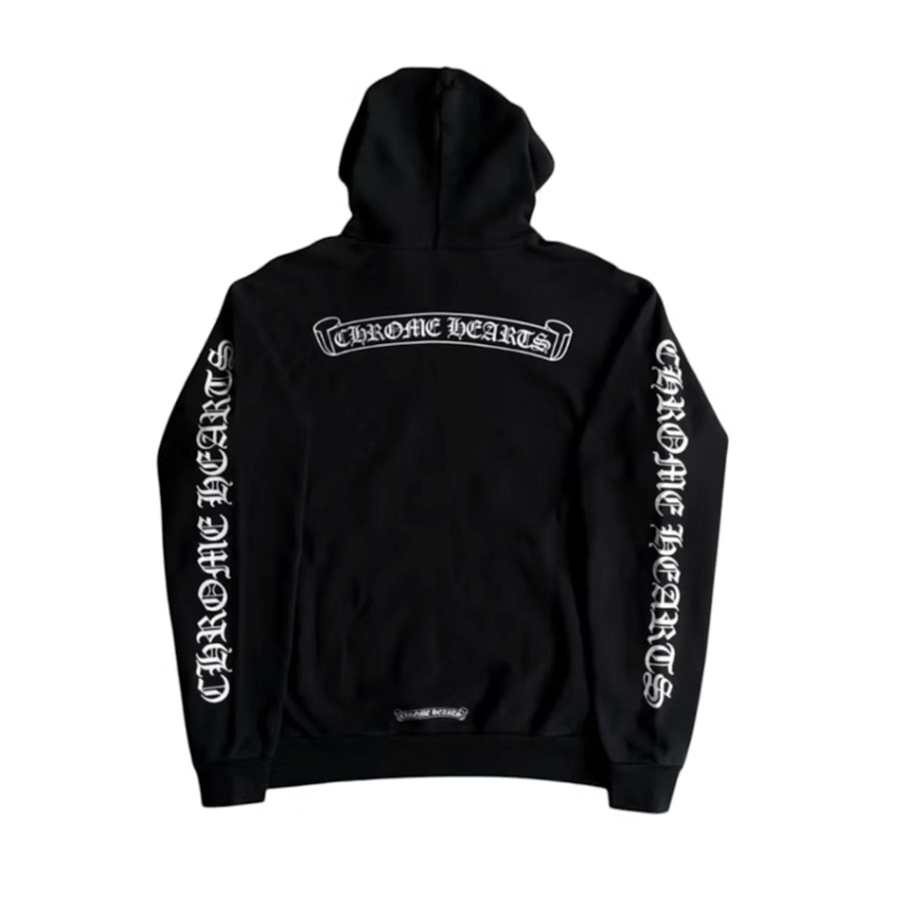 Chrome Hearts Scroll Logo Hoodie Black/White