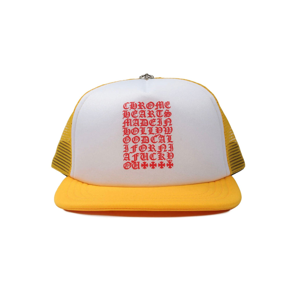 Chrome Hearts Eyechart Trucker Hat Yellow/White/Red
