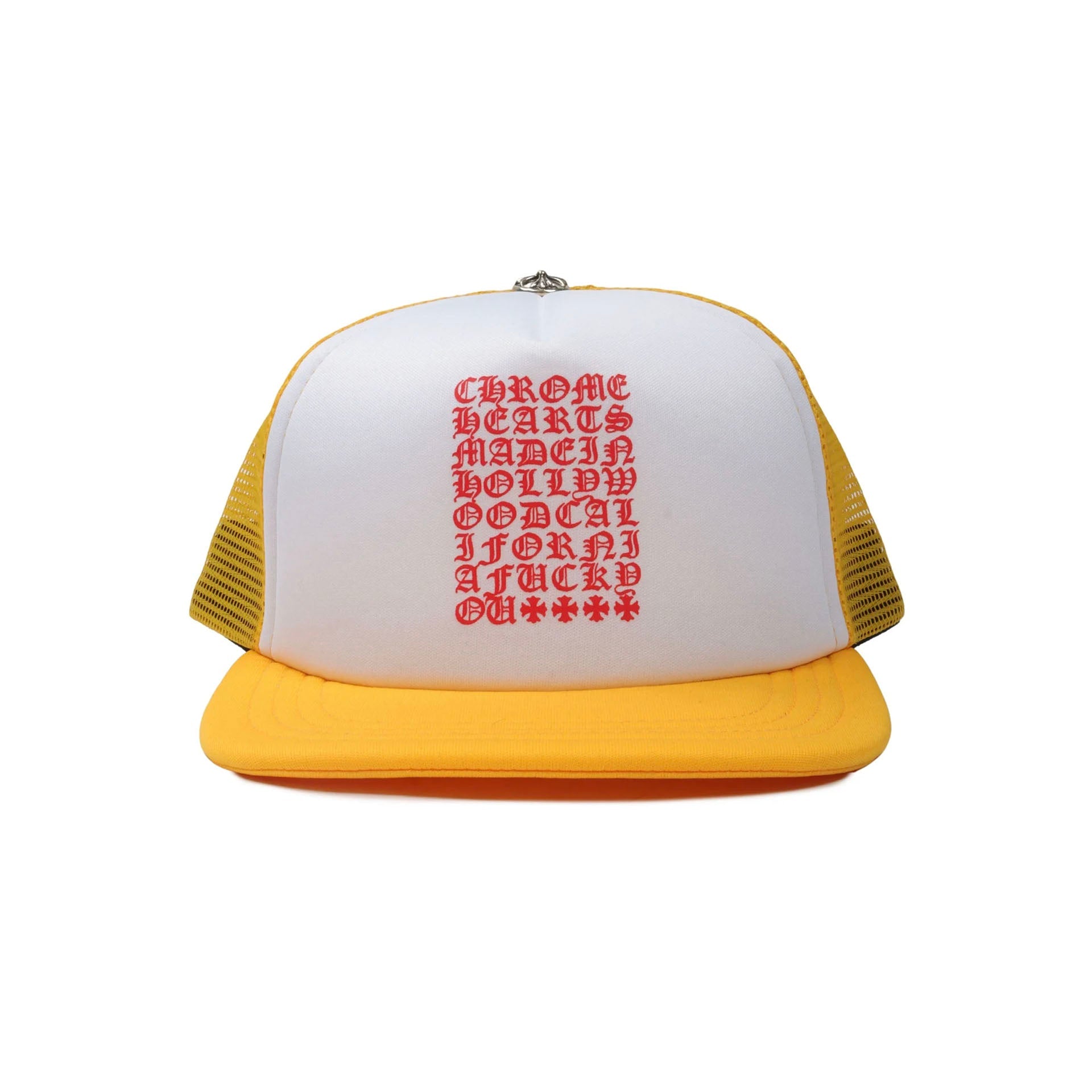 Chrome Hearts Eyechart Trucker Hat Yellow/White/Red
