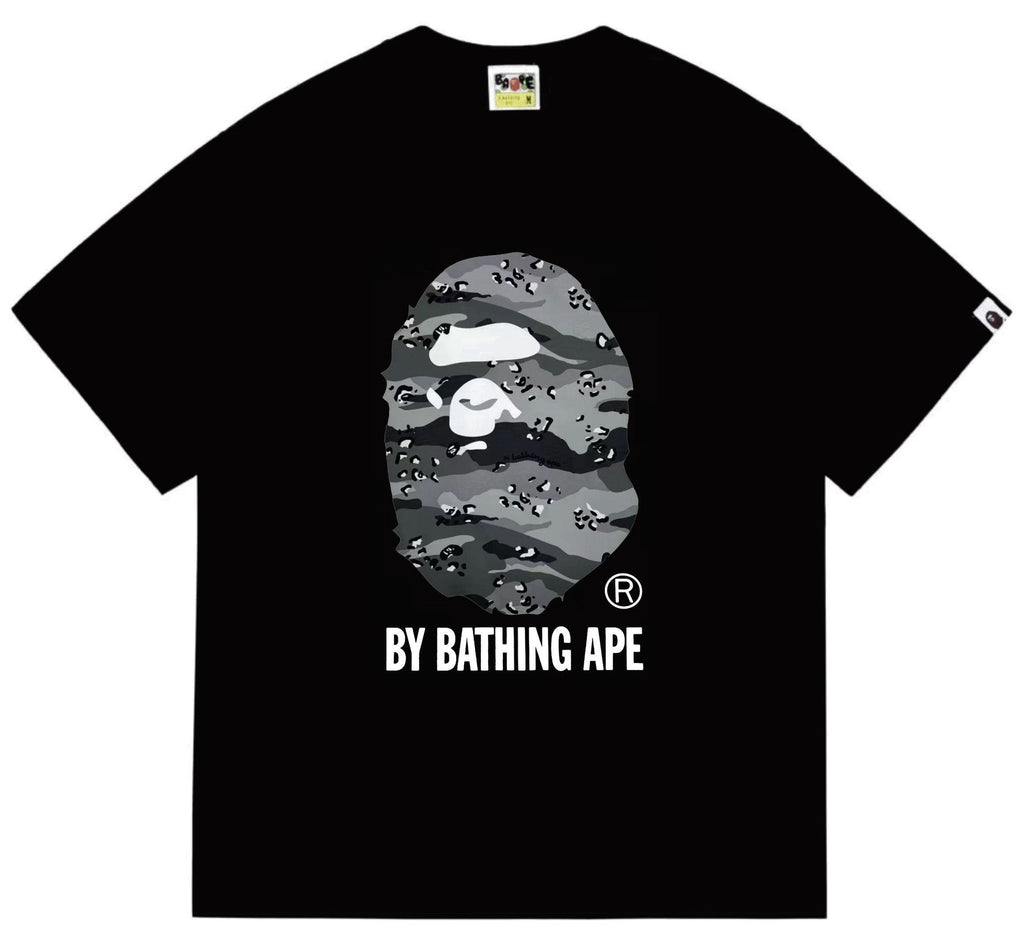 BAPE Grey/Blue Camo Ape Head T-Shirt — front