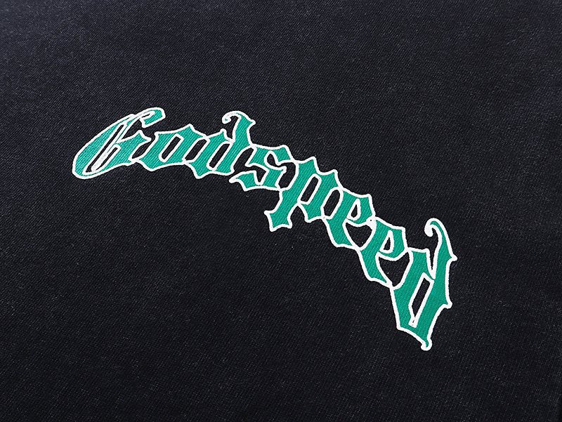 Godspeed Washed Black Rock Graphic T-Shirt — detail