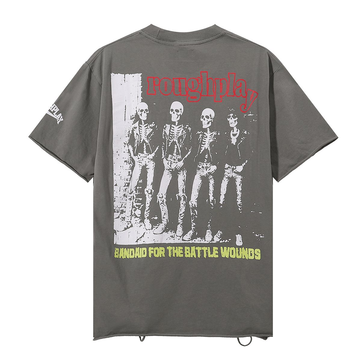 Rough Play Skeleton Rhinestone Distressed T-Shirt — back