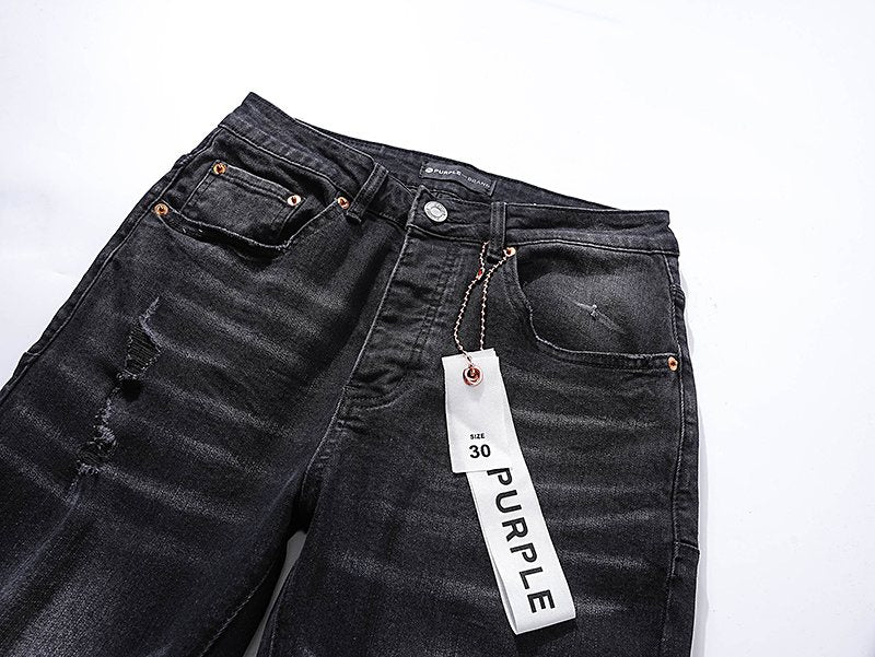 Purple Brand Distressed Black Washed Jeans — detail