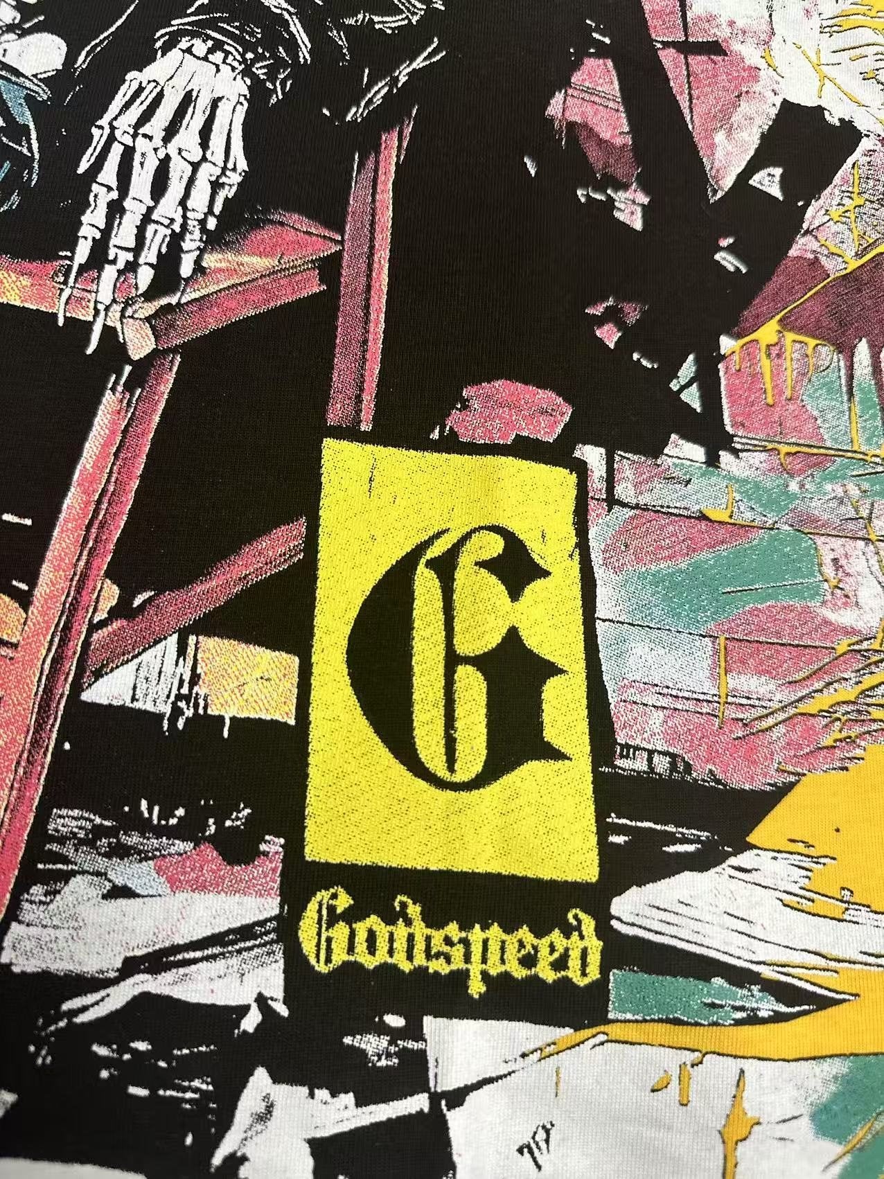Godspeed Skeleton Graphic T-Shirt — fabric_closeup