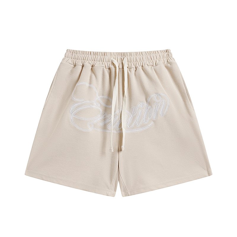 MIXED EMOTION Embroidered Drawstring Shorts — front