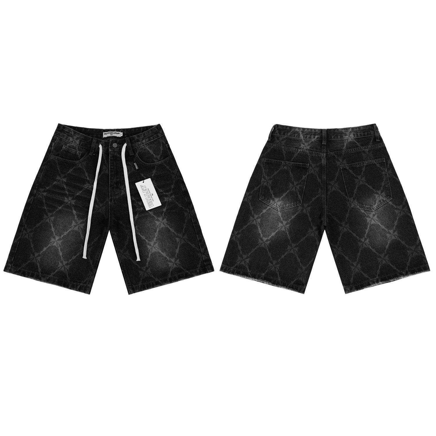 VALLEY Distressed Drawstring Shorts — front
