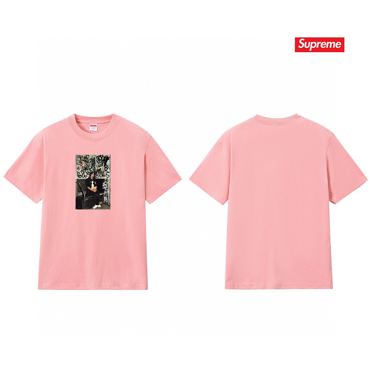 Supreme Pink Lady Graphic T-Shirt — front