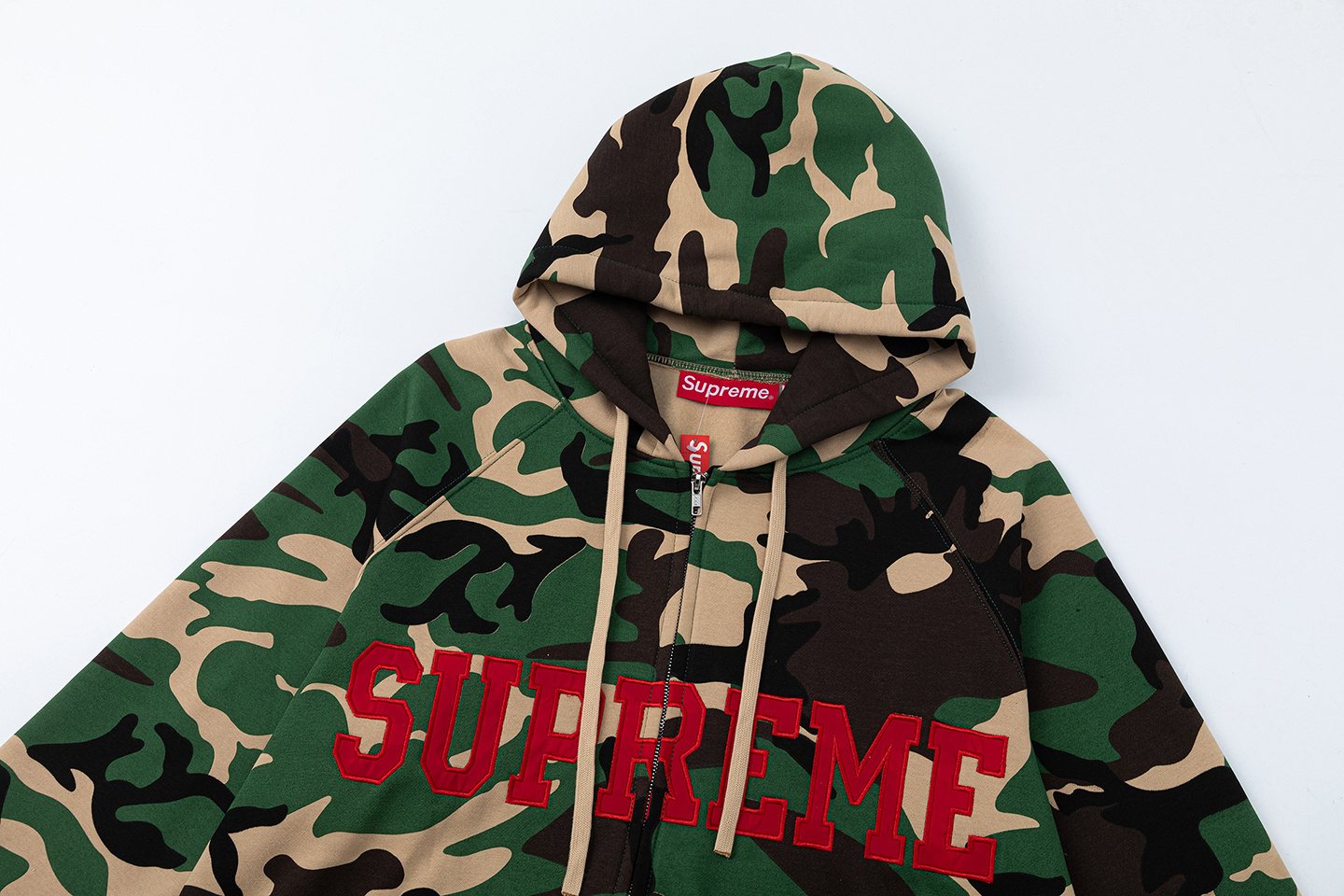 Supreme Green Camo Zip Hoodie — front