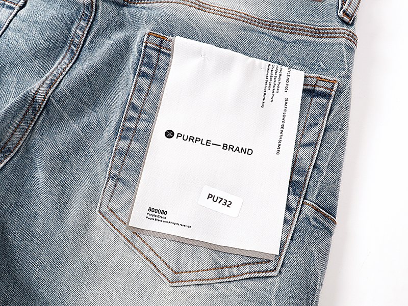 Purple Brand Light Blue Distressed Flare Jeans — detail