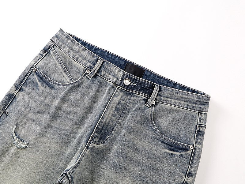 R+A Light Blue Embroidered Flared Jeans — detail