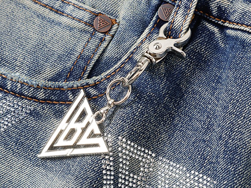 VALABASAS Triangle Motif Washed Denim Jeans — context