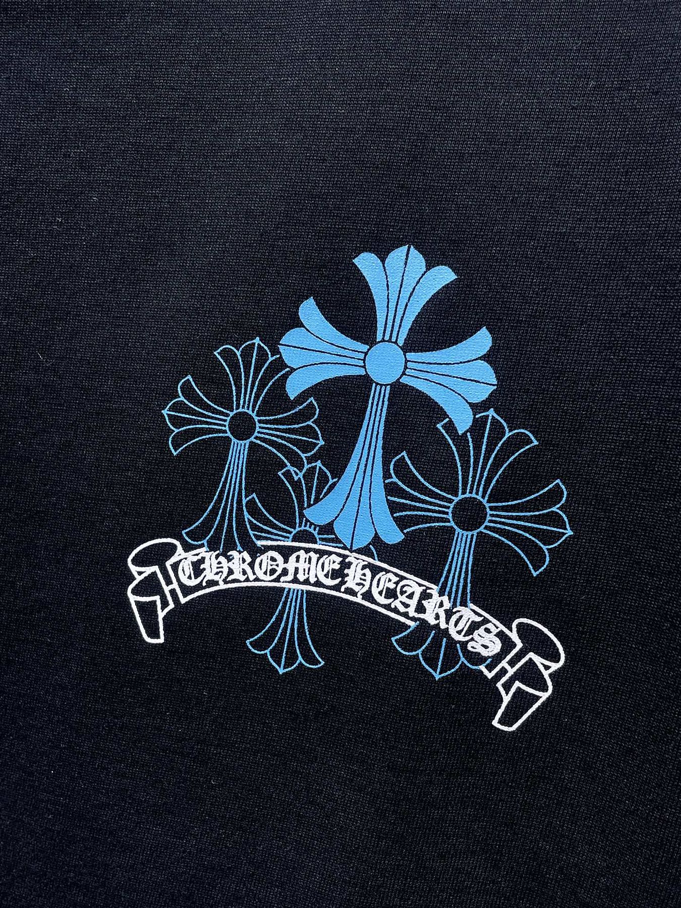 Chrome Hearts Blue Floral Cross Graphic T-Shirt — detail