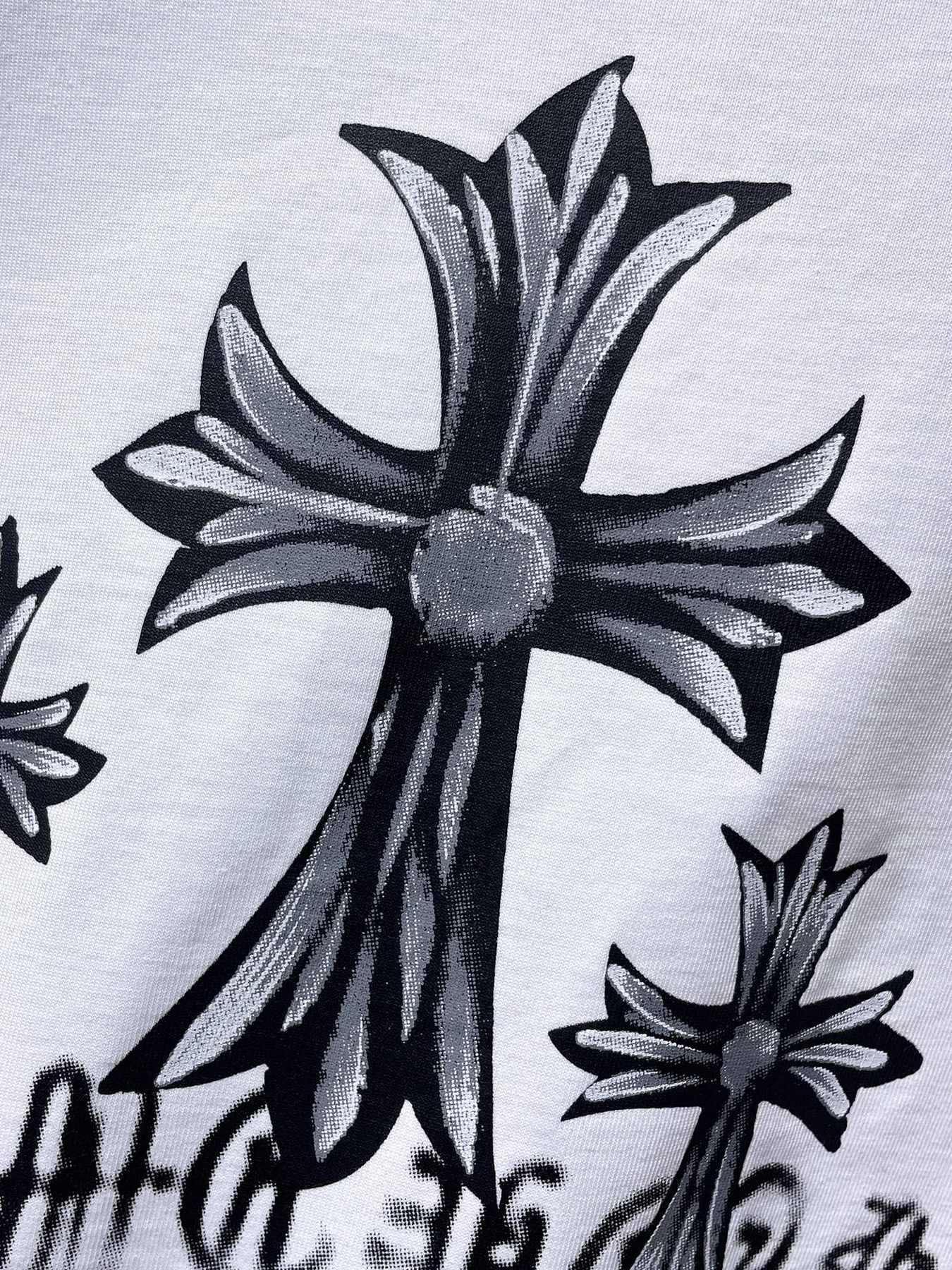 Chrome Hearts Floral Cross USA Graphic T-Shirt — fabric_closeup