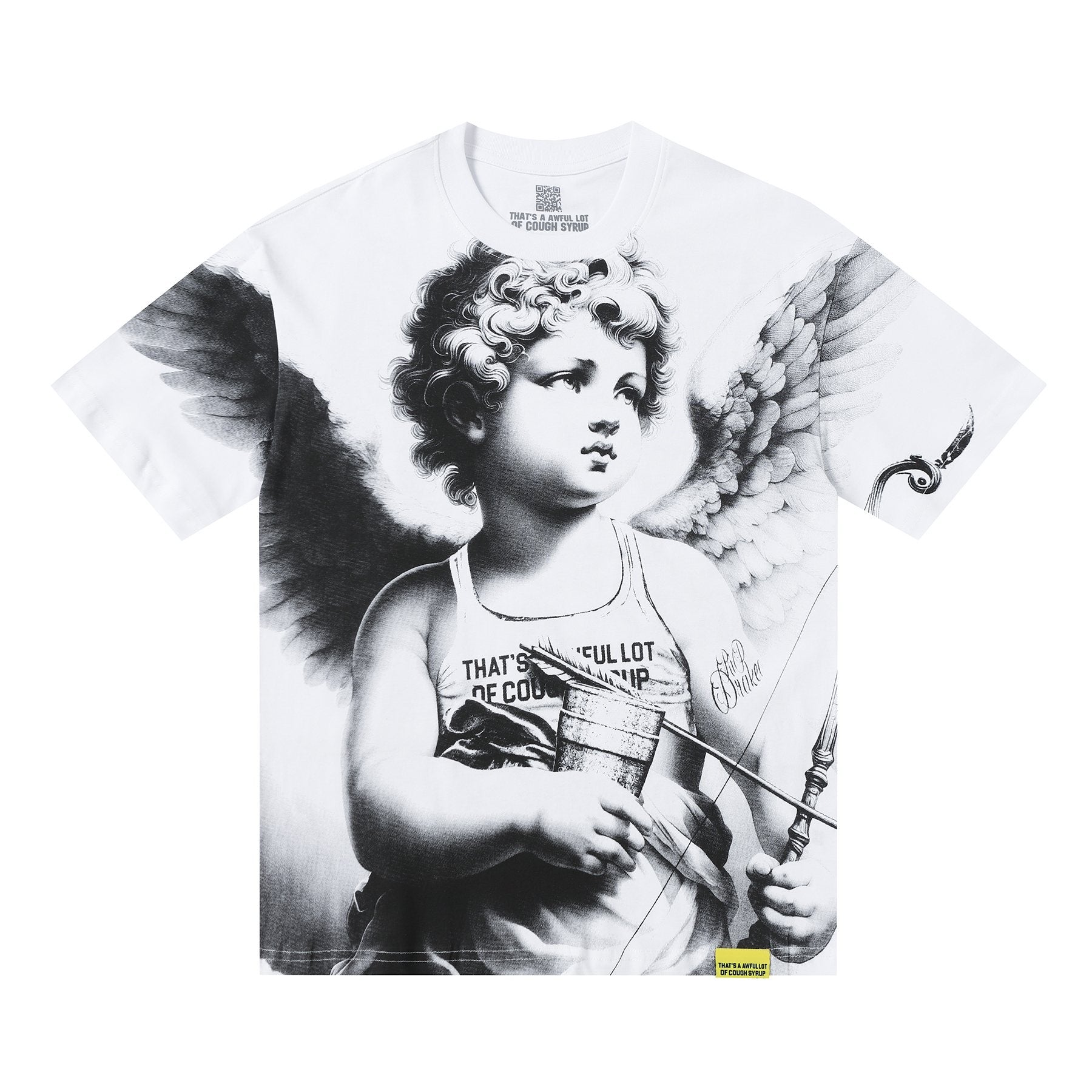 THAT'S A AWFUL LOT OF COUGH SYRUP Angel Gothic Text Graphic T-Shirt — hero