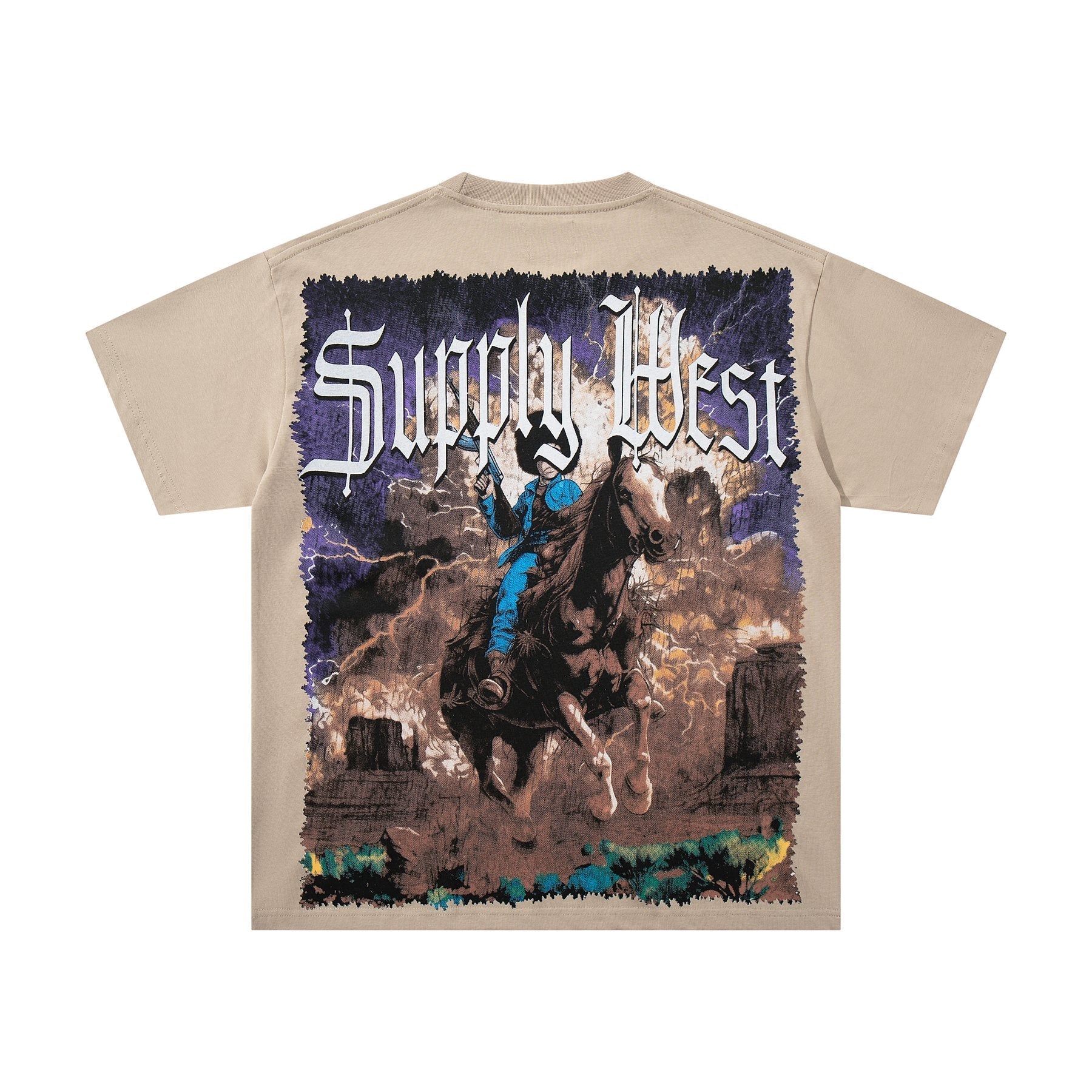 SUPPLY TEE By Any Means Necessary Western Rider Graphic T-Shirt — back