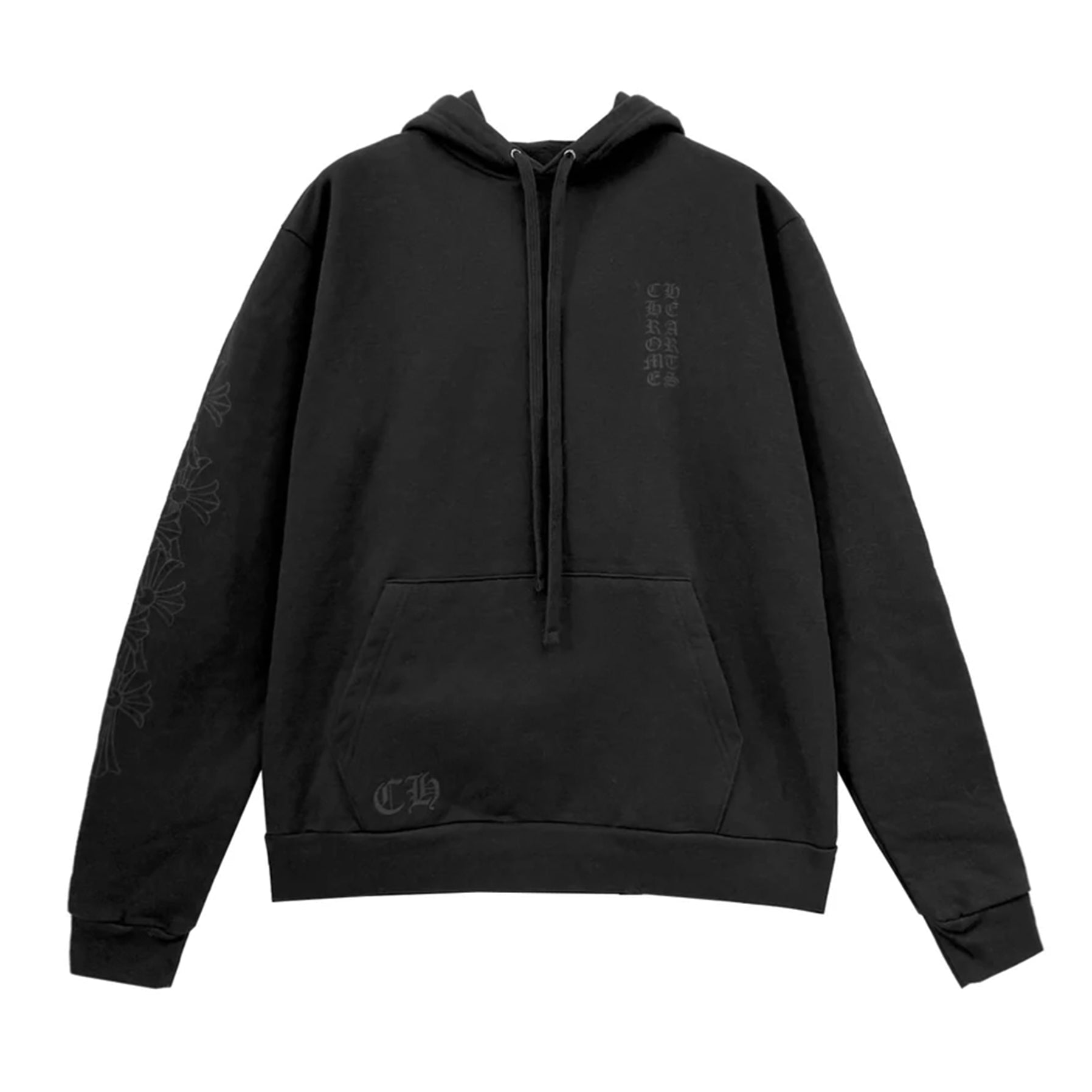 Chrome Hearts Miami Exclusive Cemetery Vertical Logo Hoodie Black
