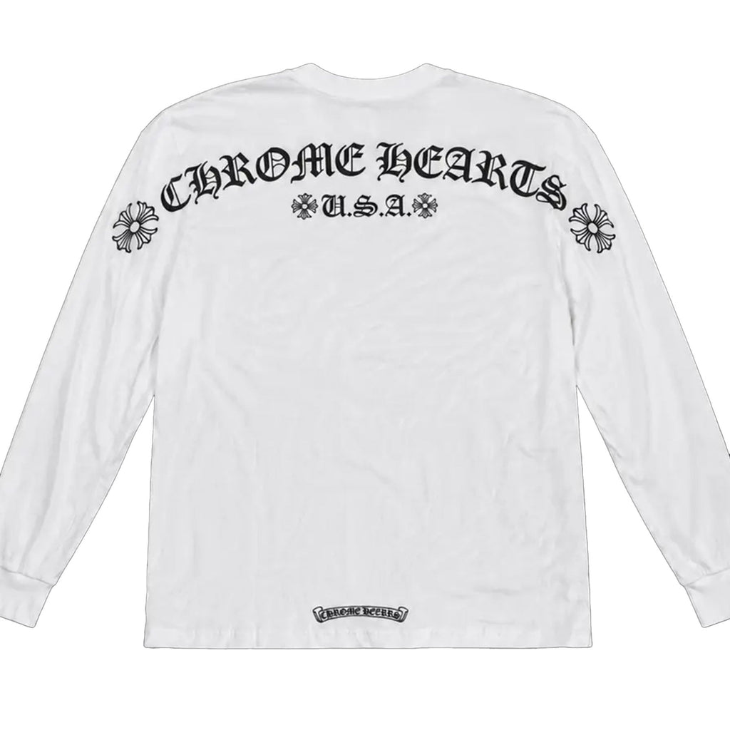Chrome Hearts USA Script Logo Long Sleeve T-Shirt White