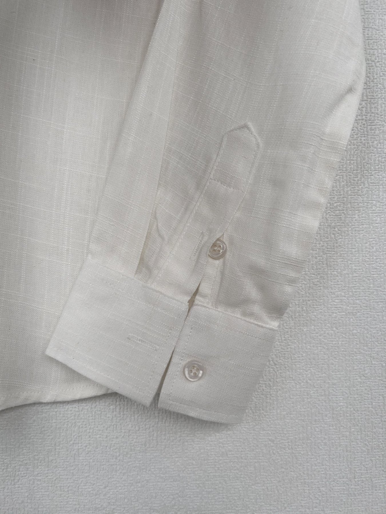 Test2-Ralph Lauren Ivory White Linen Long-Sleeve Shirt — detail